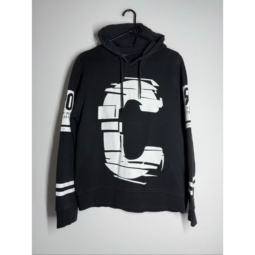 Jack & Jones Cotton Blend Hoodie Black White Graphic Sz S See Description